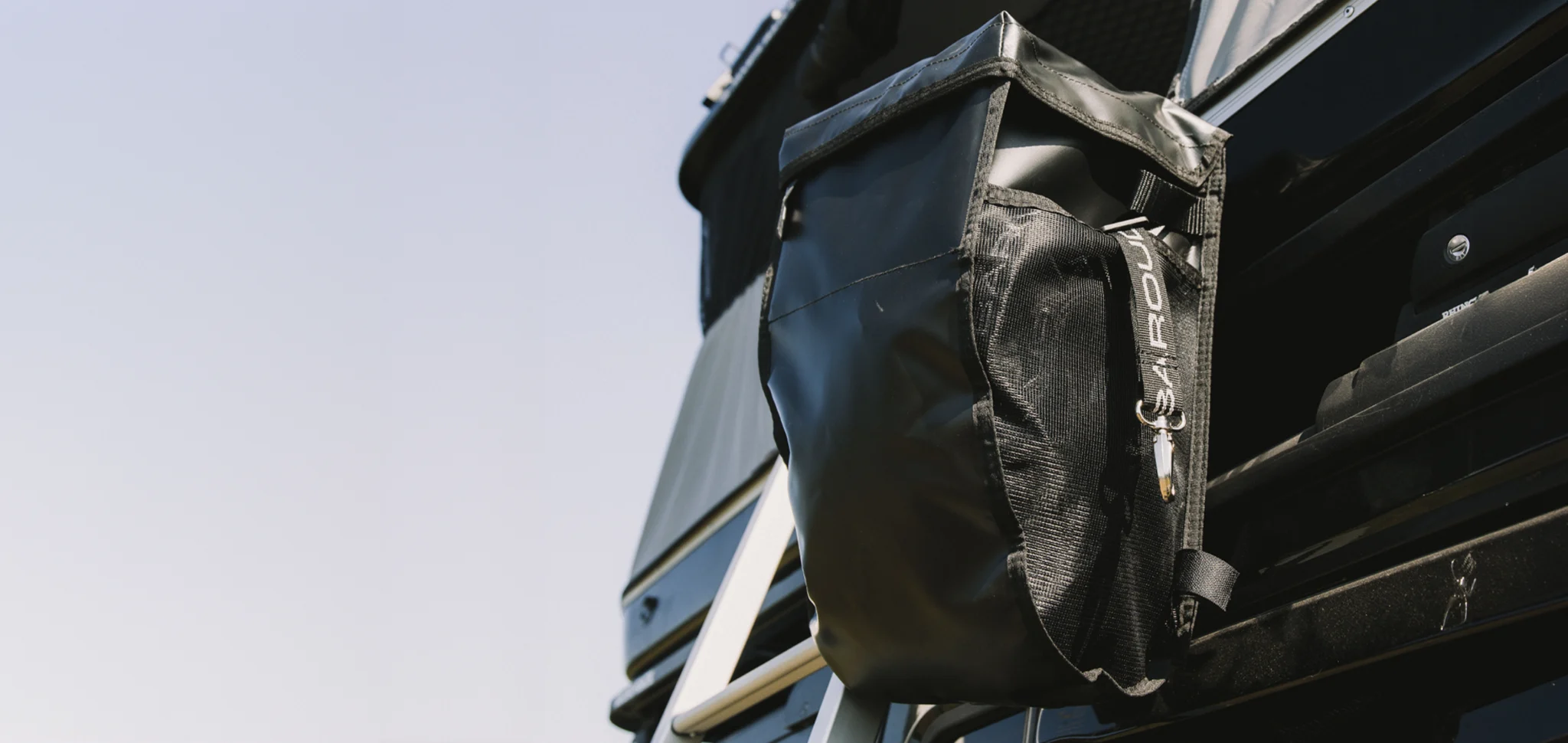 James Baroud Shoe Bag Attached to the Ladder - Outdoor Shoot - Close Detail