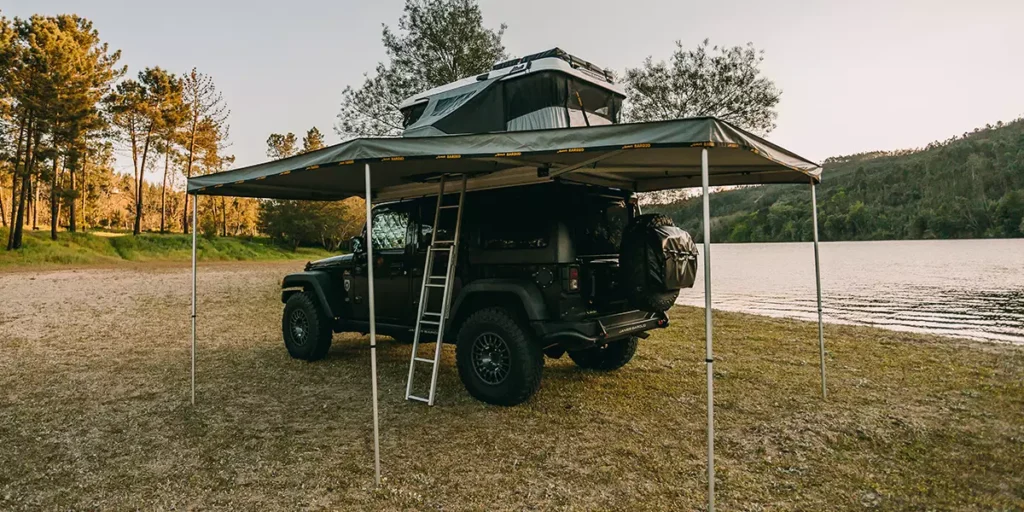James Baroud complete camping set with the Grand Raid, Falcon Awning 270º and Evolution Tunnel