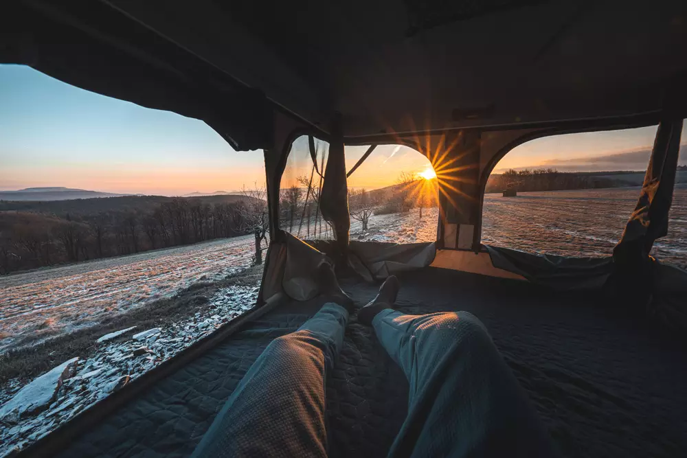 Jakub Fiser winter camping in Sweden on his Evasion 