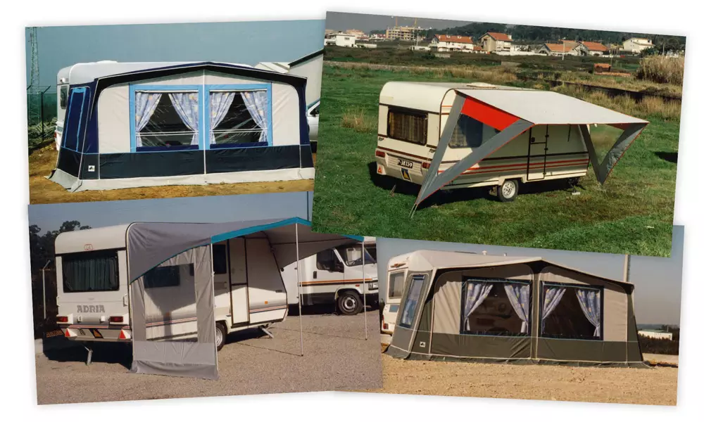 Different Caravan awnings designed by Mario and Movicampo during the 90s