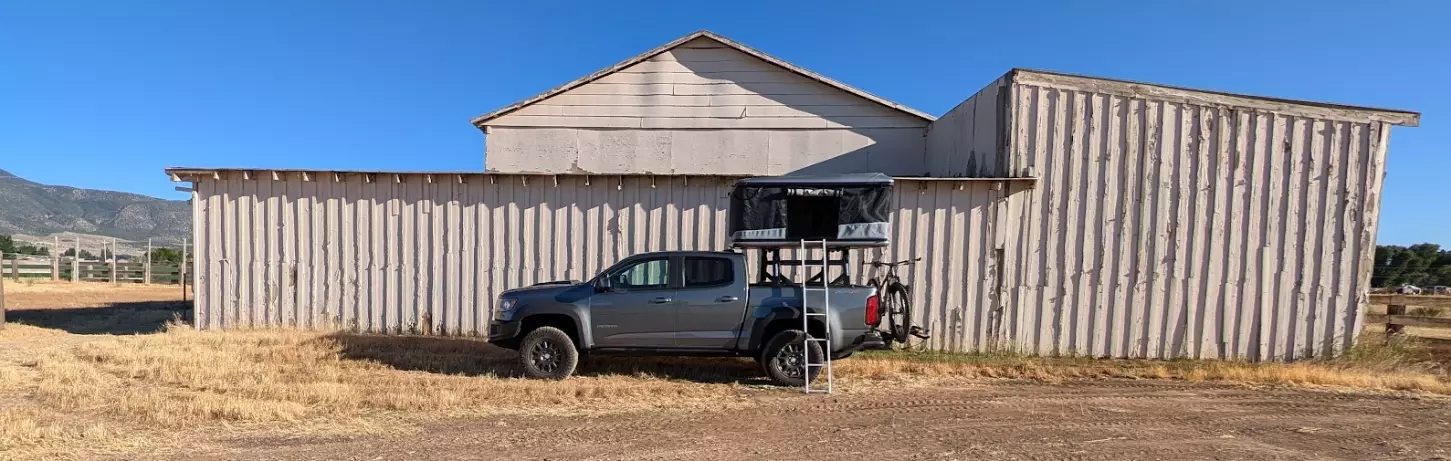 Farmland camping with rootop tent