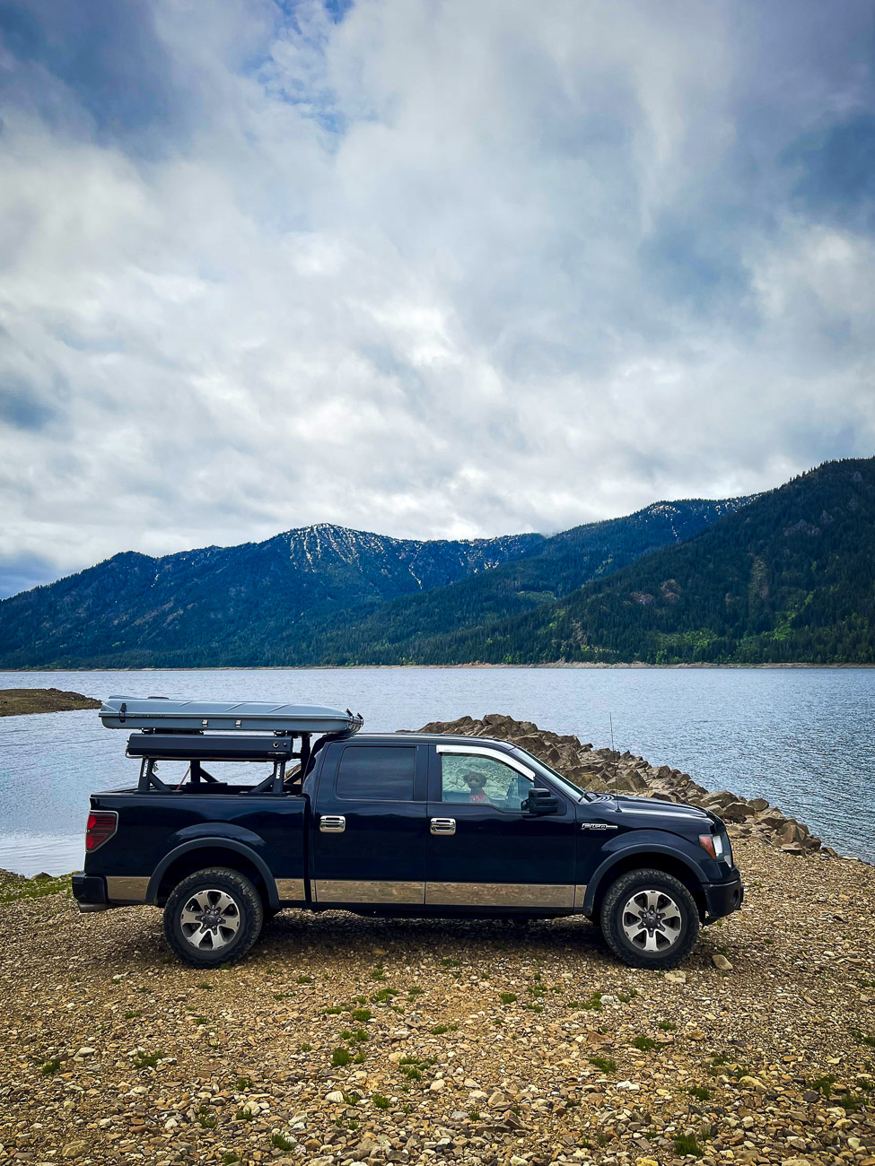 James Baroud Space XL rooftop tent installed on Deran Garabedian's car bed rack