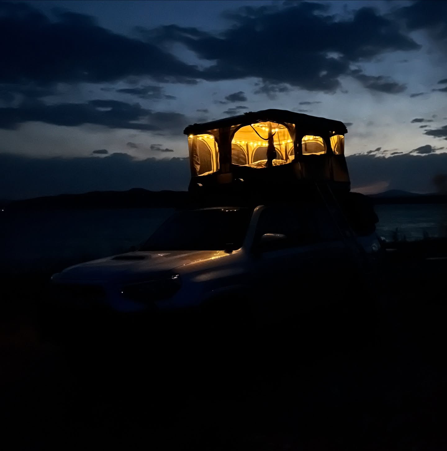 James Baroud Space XL rooftop tent installed on Deran Garabedian's car bed rack